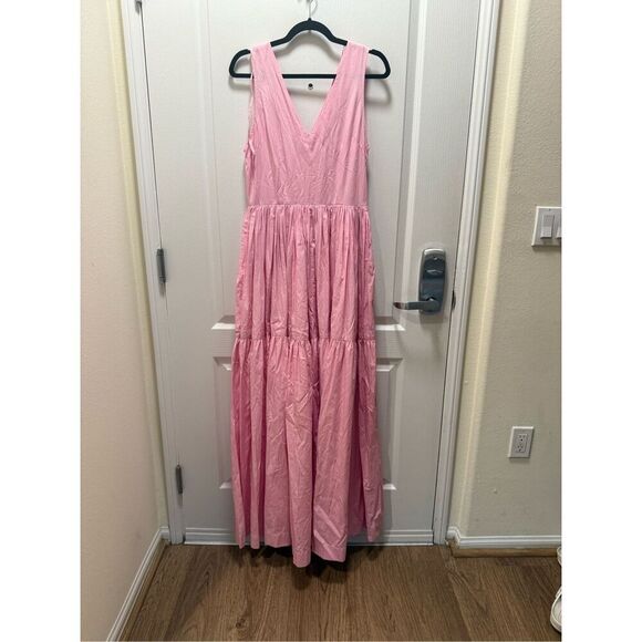 S/W/F V Neck Tiered Maxi Dress In Pink Wedding Guest  Vacation Beach size S NWT - Picture 4 of 6